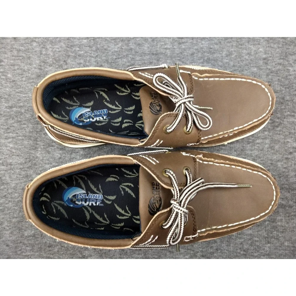 Island Surf Co Boat Deck Shoes Cod Dark Brown Men's 8M Lace Up Round Toe Cushion - Picture 5 of 16